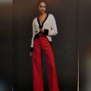 The Colette Magic Fabric Full-Length Pants by Maeve Flame Orange Size 31